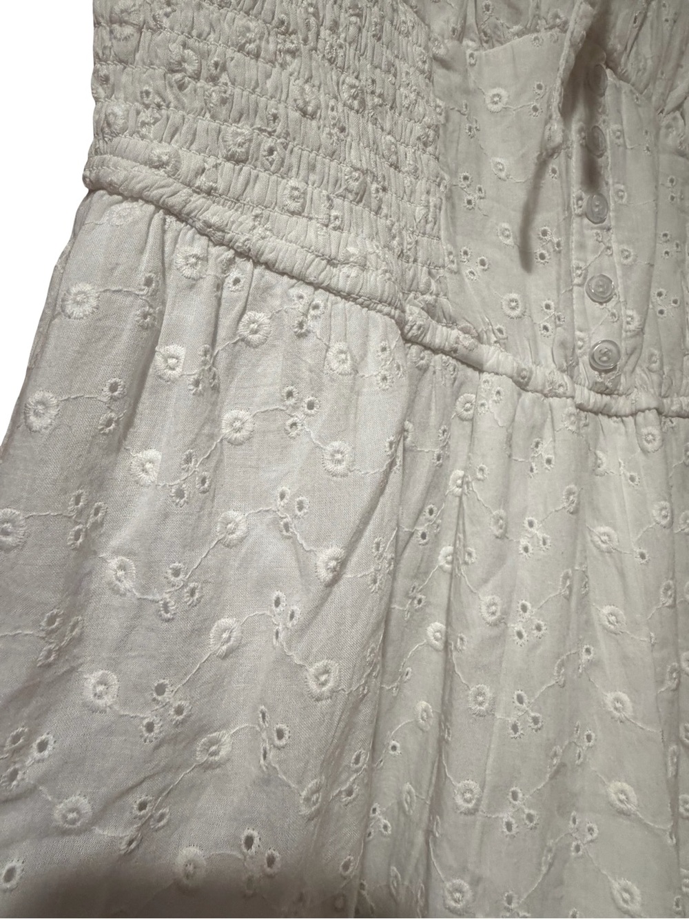 White Eyelet Smocked Maxi Dress M NWT - Picture 9 of 12